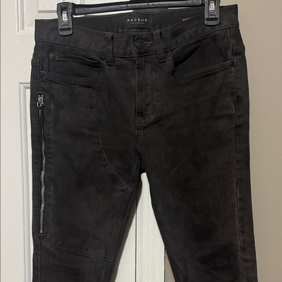 PacSun Black Biker Panel Stacked Skinny Jeans | 28x30 | Raw Hem 🖤 - Picture 4 of 8